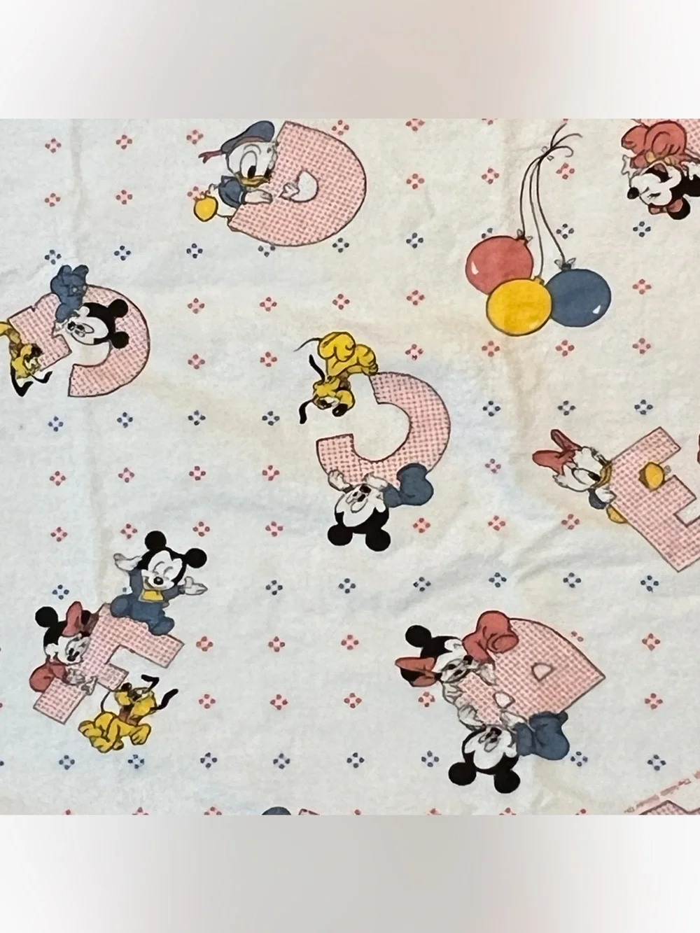 💥Vintage Disney Dundee Minnie Mouse Alphabet Print Baby Fleece Blanket